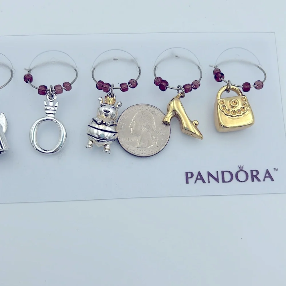 Pandora Wine Glass Charms NWT